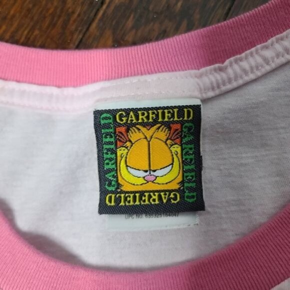 Vintage 90s Garfield Cat Cartoon No Autographs Please Pink Oversized T-shirt - Picture 6 of 11